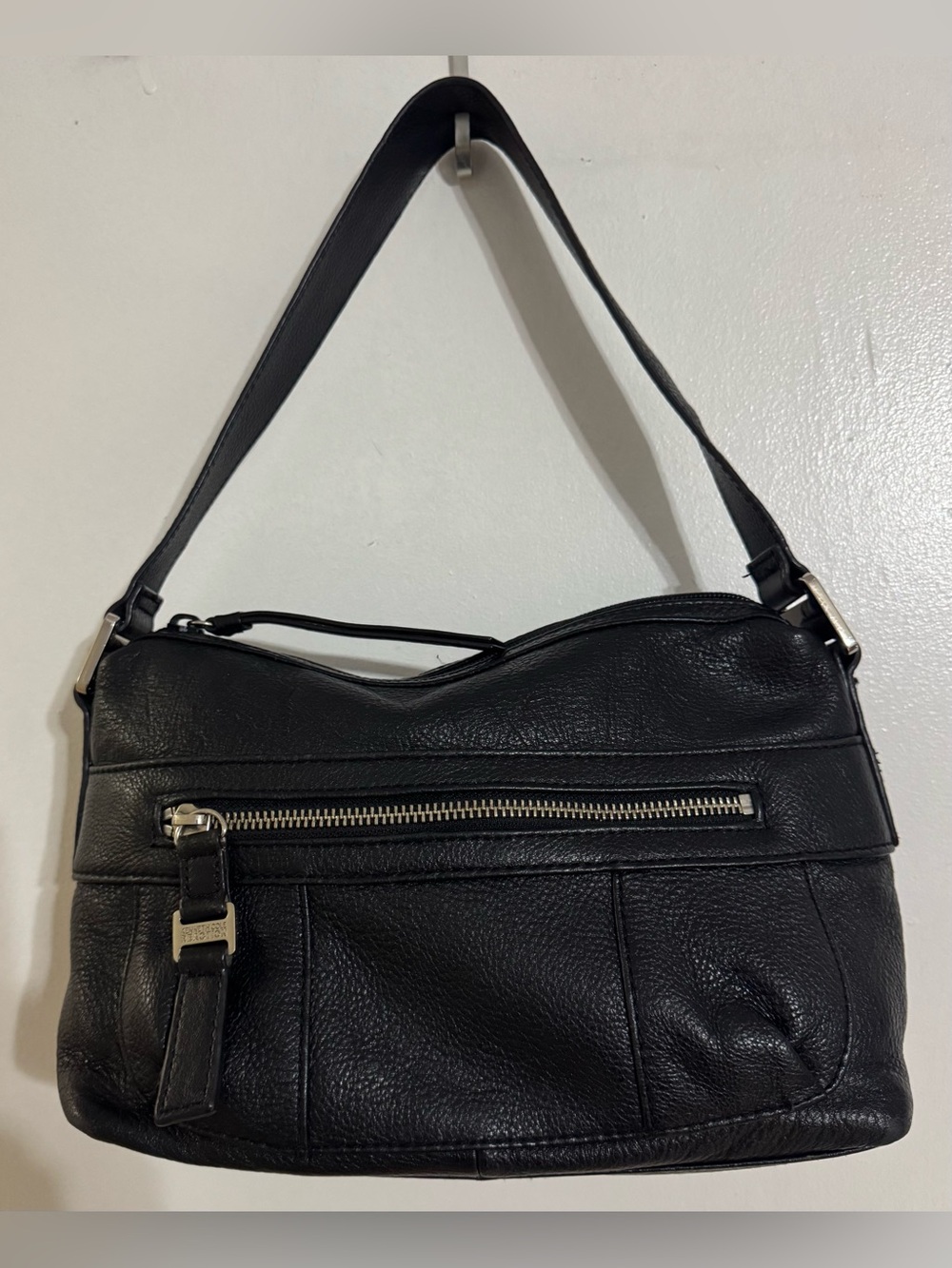 Kenneth Cole Reaction Black Pebbled Leather Shoulder Bag *See Description*